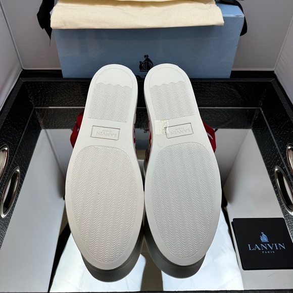 🎉🥂 HP 🥂🎉 LANVIN WOMENS LOGO PRINT SNEAKERS IN RUBY - Picture 7 of 9